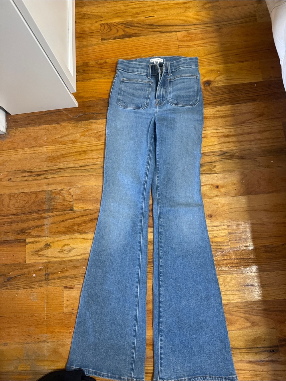 Good American Medium Blue High-Rise Flare Jeans